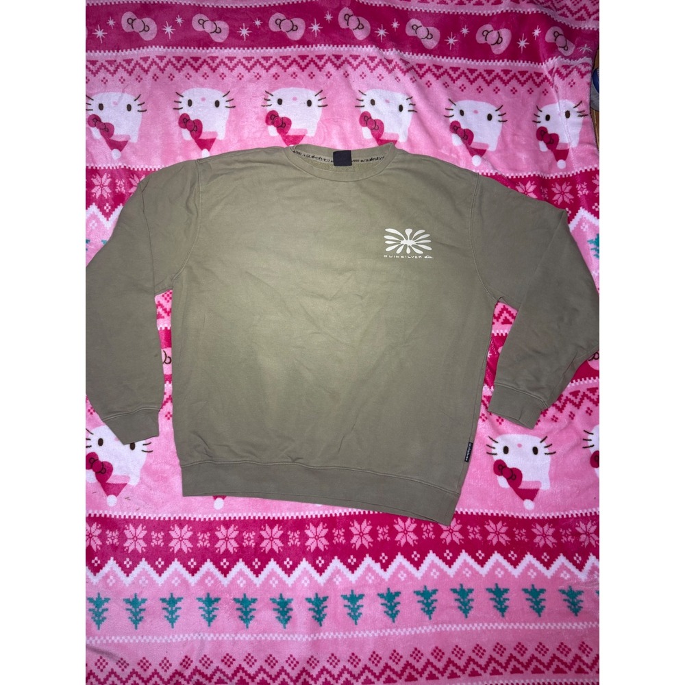Quiksilver Womens Olive Green Graphic Crewneck Sweatshirt Fleece Pullover Medium